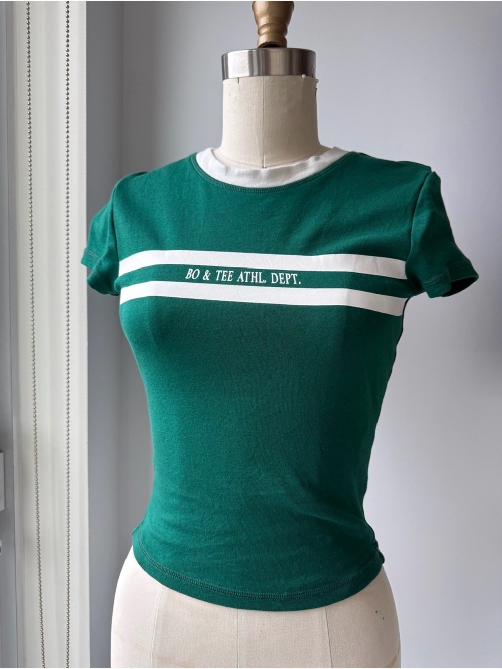 Bo & Tee Green Athletic Stripe Short Sleeve Tee